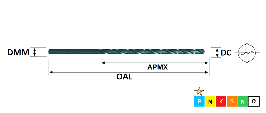 7.0mm HSS (225mm OAL) Extra Long Series Drill Steam Tempered Finish